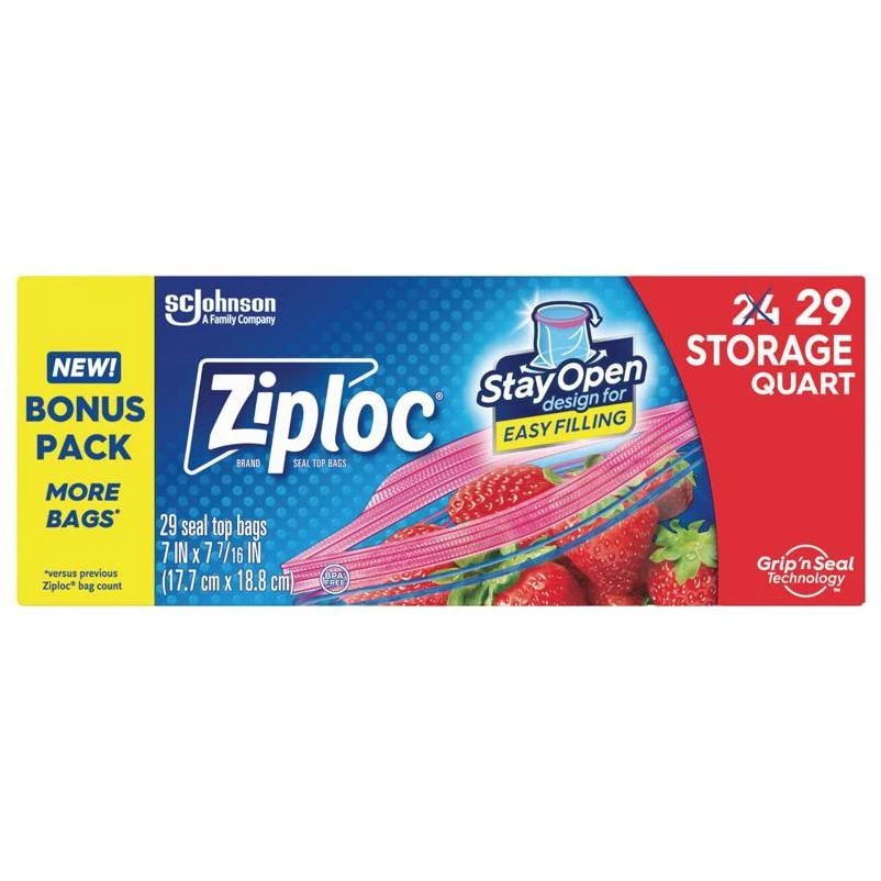 ZIPLOC SUSO Quart Storage Bag – 29‑Count Clear Zipper Bags