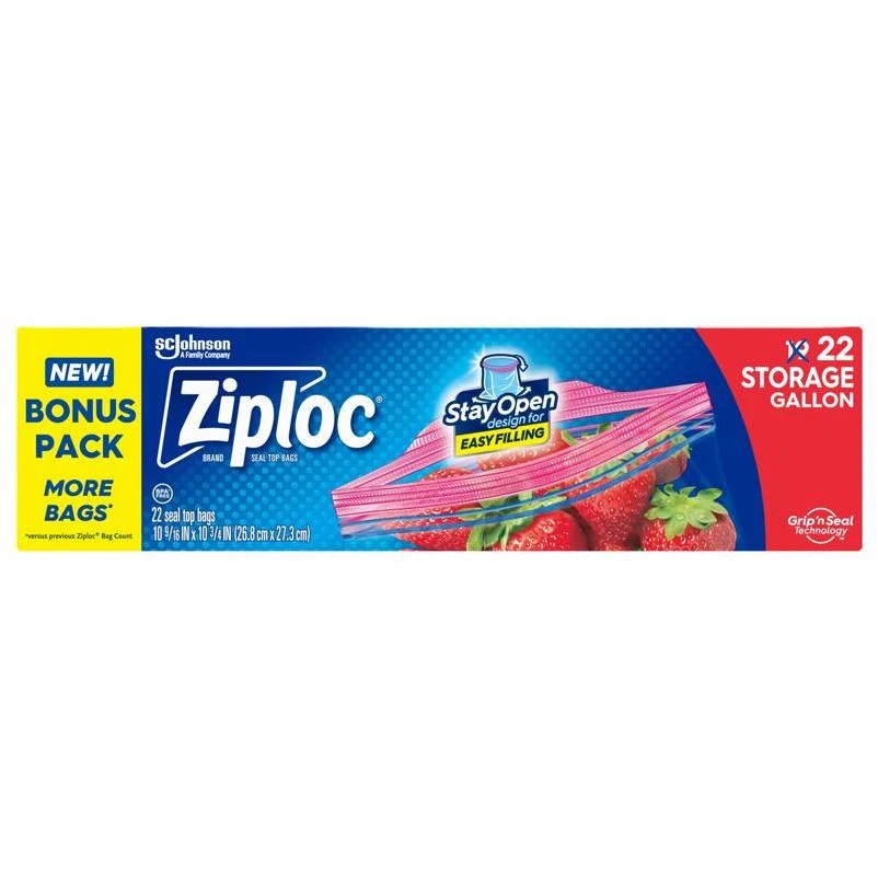 Ziploc Gallon Storage Bags – 22‑Count Grip ’n Seal, Freezer & Microwave Safe