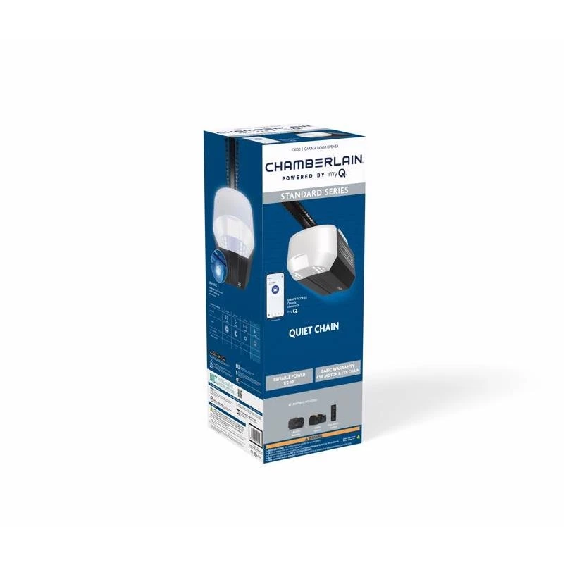 Chamberlain C1000 ½ HP Chain‑Drive Smart Garage Door Opener – Wi‑Fi myQ, Wall Control & 1‑Bulb Light