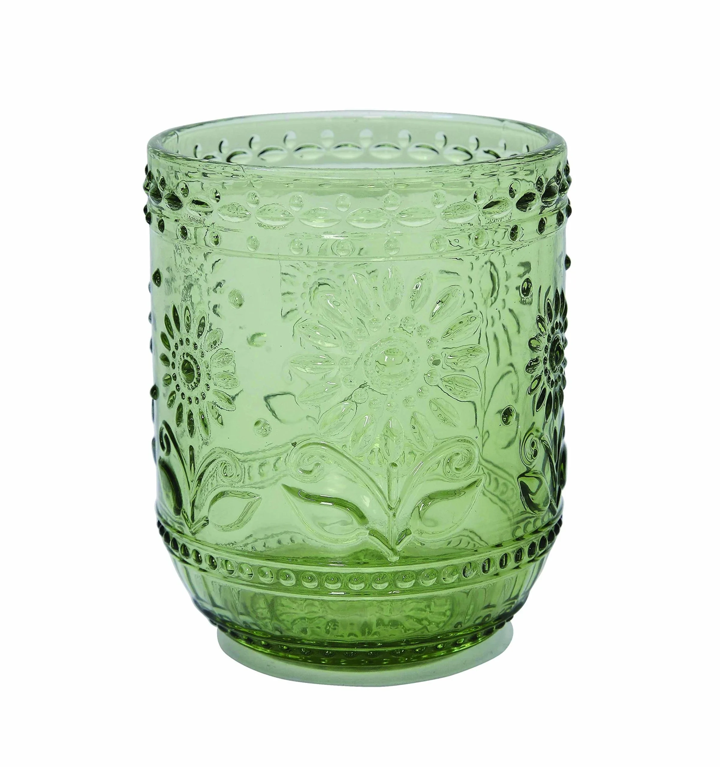 Embossed Green Drinking Glass - Elegant Design For Home And Events