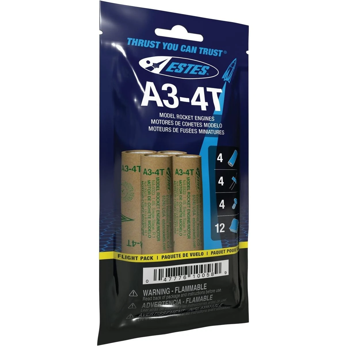 Estes A3-4T Model Rocket Engine Flight Pack – 4‑Engine Set