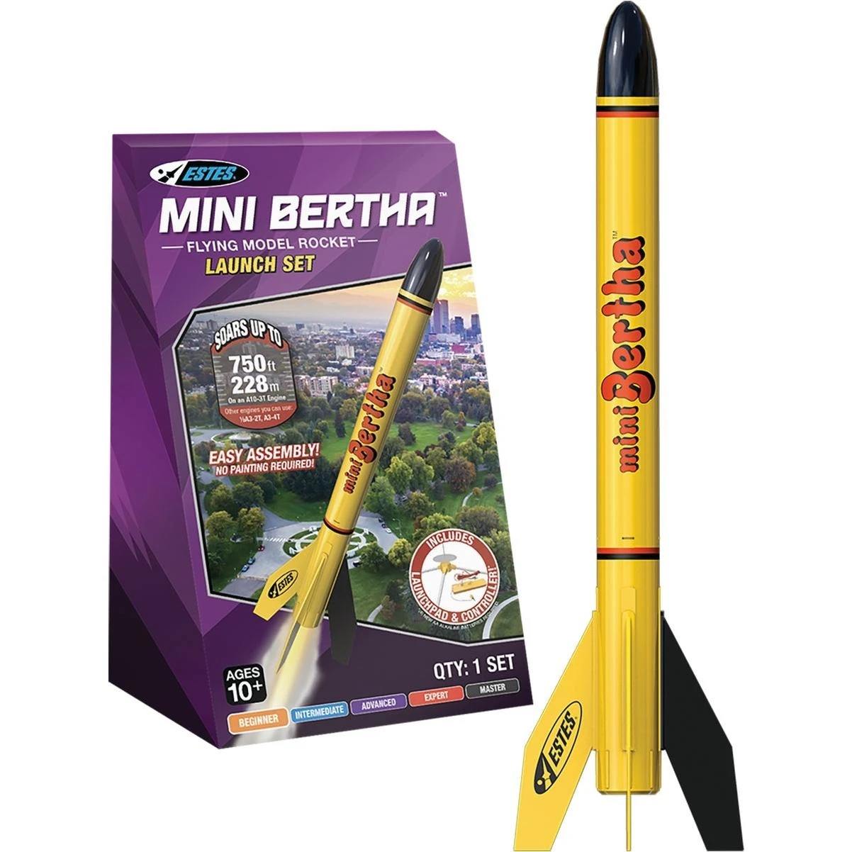 Estes Mini Bertha Model Rocket Launch Kit – Beginner 13mm Rocket Set