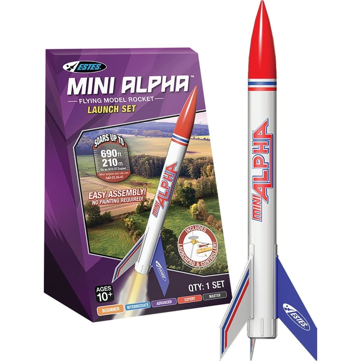 Estes Mini Alpha 13mm Model Rocket Launch Kit – High‑Altitude Mini Rocket Set