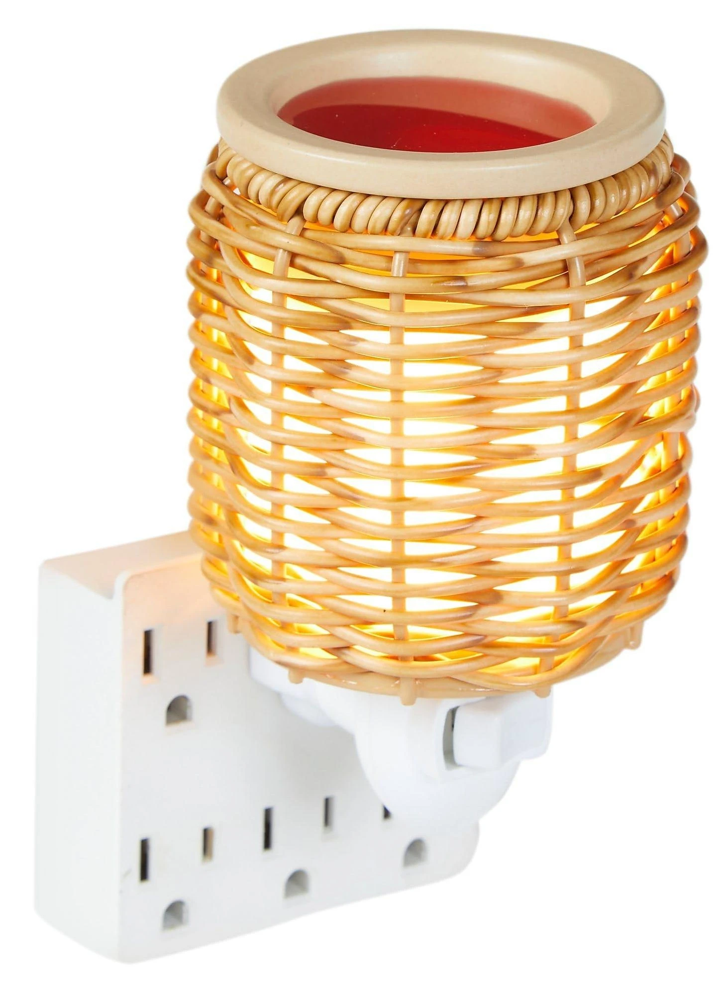 Pluggable Wicker Lantern Warmer - Elegant Home Fragrance Solution