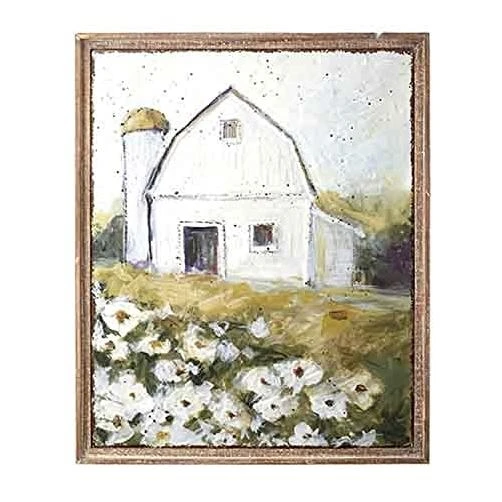 28.75" Spring Barn Metal Framed Art - Embossed Design