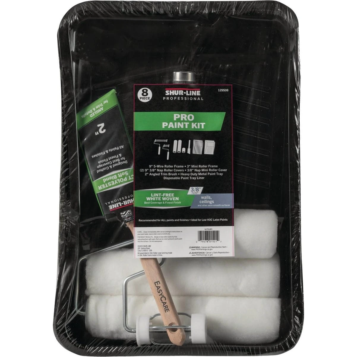 Shur-Line 8‑Piece Professional Paint Roller Kit with Metal Tray & Trim Brush