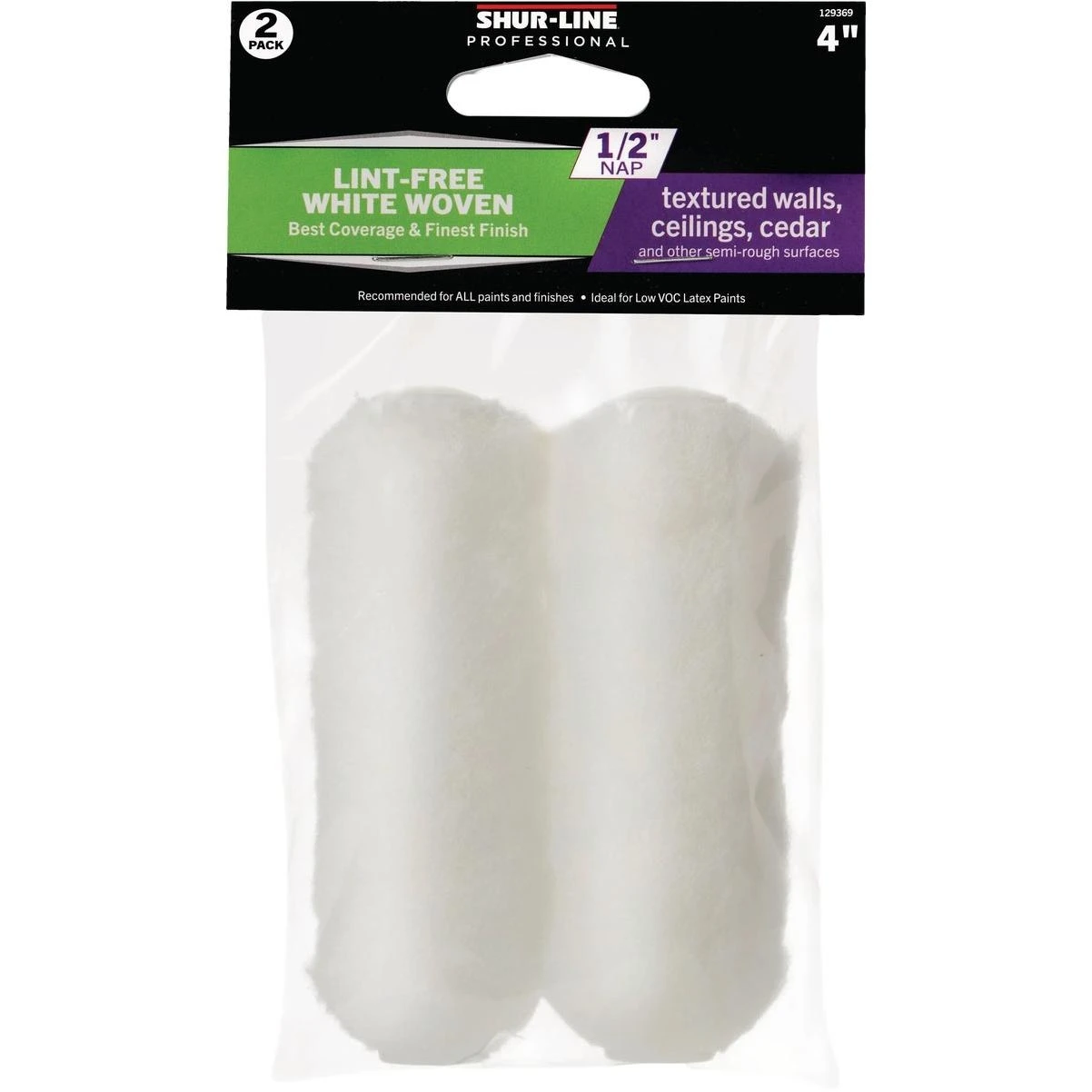 Shur-Line Best 4" x ½" Woven Paint Roller Cover – 2‑Pack