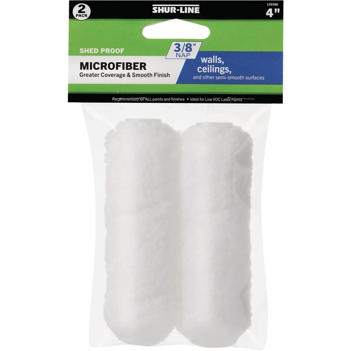 Shur-Line Best 4" x 3/8" Microfiber Paint Roller Cover – 2‑Pack