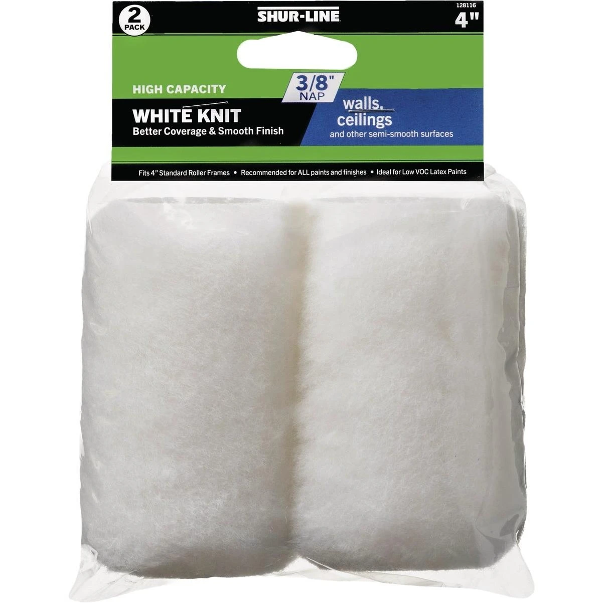 Shur-Line 4" x 3/8" Knit Fabric Paint Roller Cover – 2‑Pack for Semi‑Smooth Surfaces
