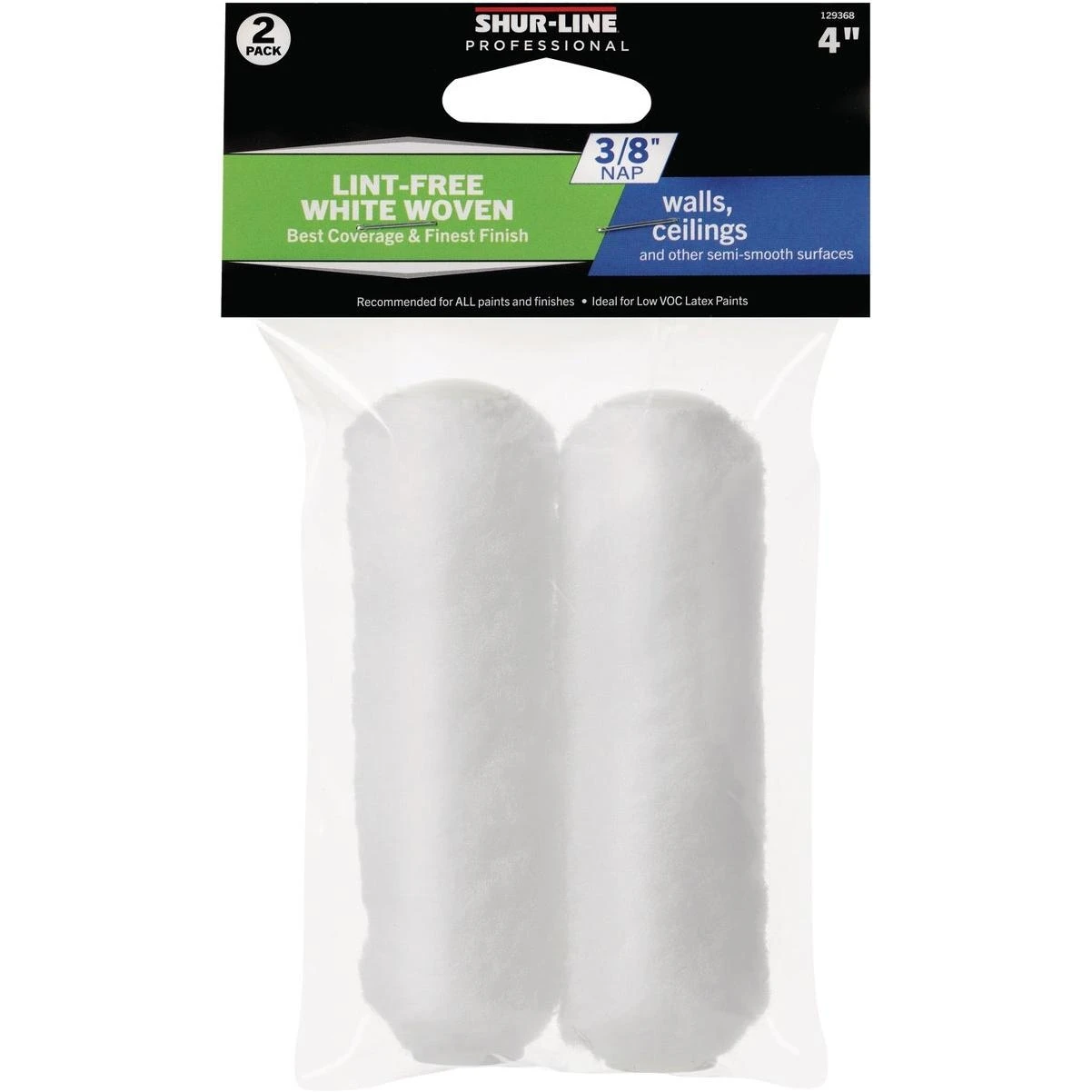 Shur-Line Mini Woven Paint Roller Cover – 4" x 3/8" (2‑Pack) – Perfect for Walls & Ceilings