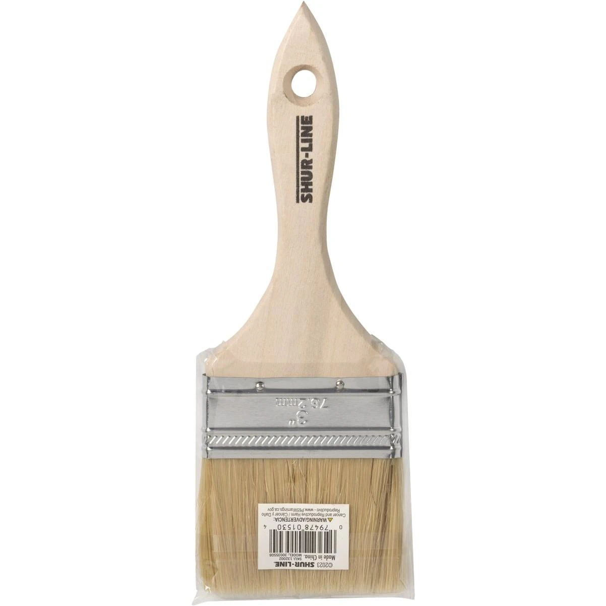 Shur-Line 3‑Inch Double‑Thick Chip Brush with White Bristles