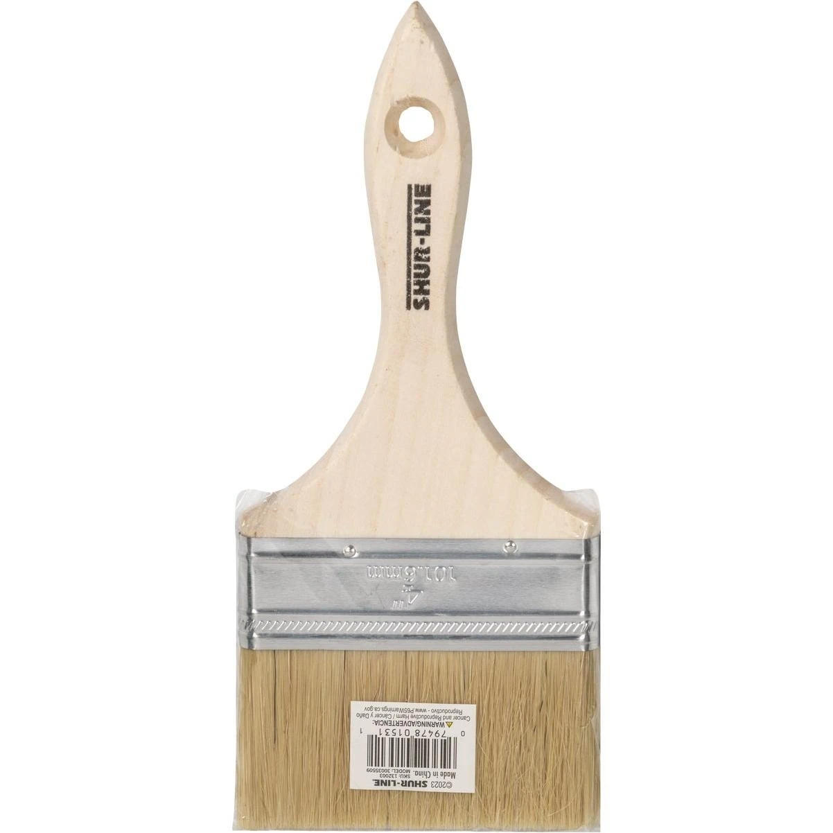 Shur-Line 4‑In Double‑Thick Chip Paint Brush – White Bristle, Wood Handle