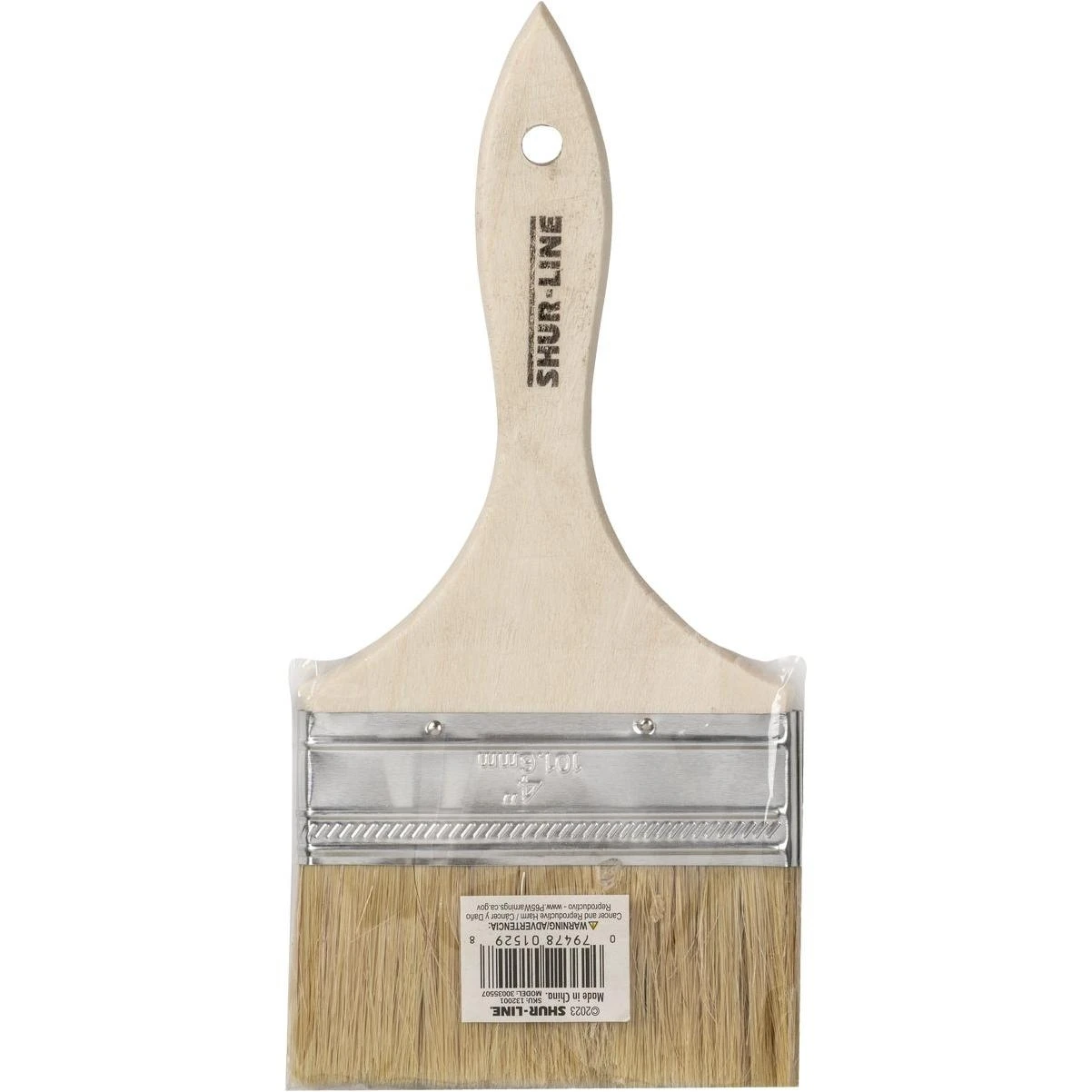 Shur-Line 4‑Inch Natural Bristle Flat Chip Paint Brush – Wood Handle