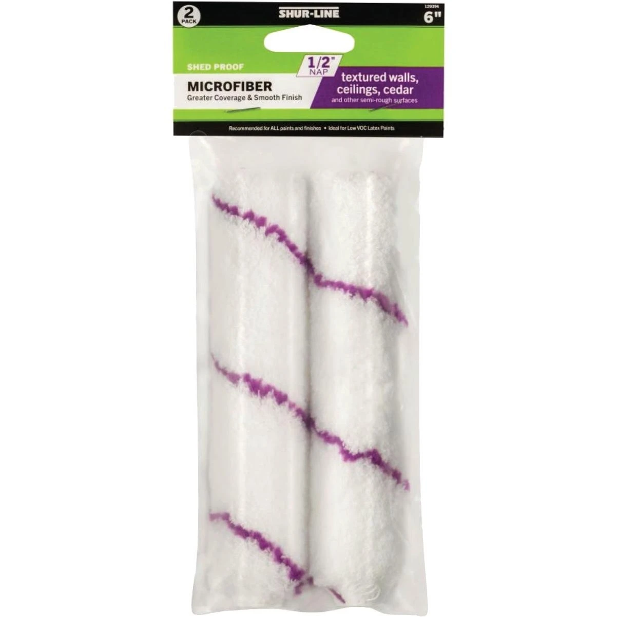 Shur-Line Best Microfiber Paint Roller Cover – 6½" x ½" (2‑Pack) for Textured Walls & Ceilings