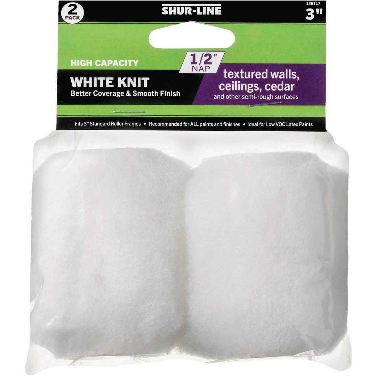 Shur‑Line 3‑Inch x ½‑Inch Knit Fabric Paint Roller – 2‑Pack