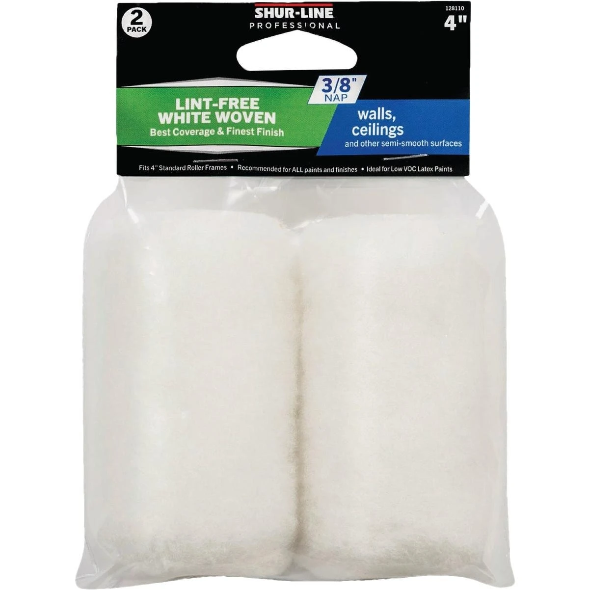 Shur-Line Knit Fabric Paint Roller – 4" x 3/8" (2‑Pack)