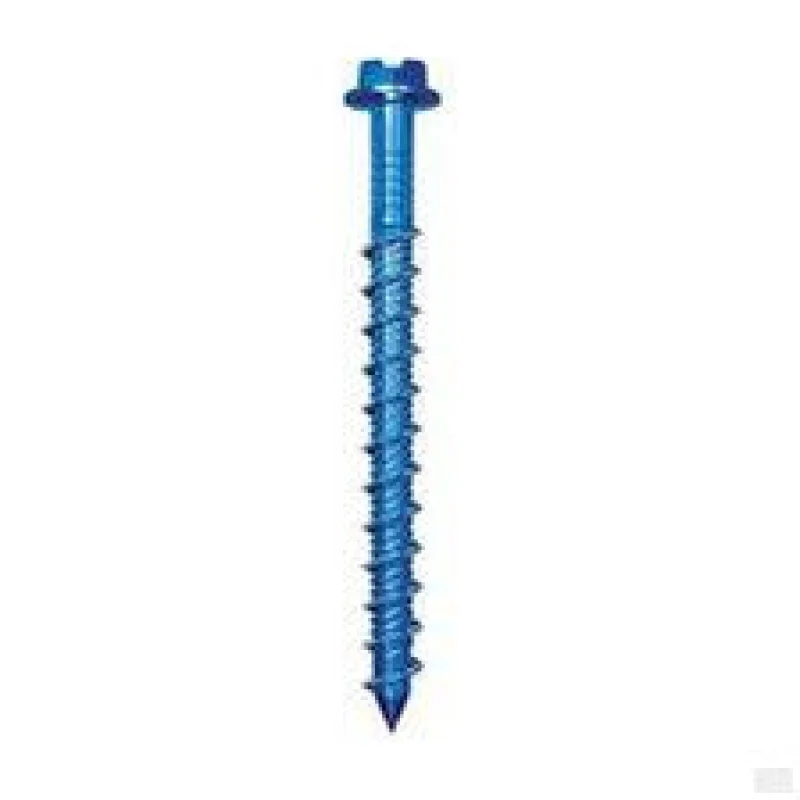 Buildex Tapcon 3/16-inch x 2-3/4-inch Blue Slotted Hex Head Concrete Screw Anchors With Drill Bit – 100 pcs
