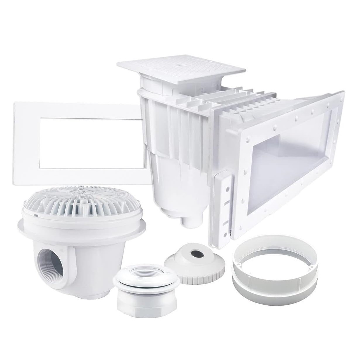 Custom Molded Products Vinyl Liner Skimmer Builders Kit Assembly, Wide Mouth, White #25160-110-900