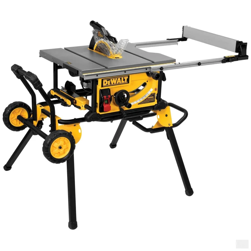 Dewalt 15 amp Corded 10-inch Portable Table Saw with Rolling Stand (DWE7491RS)