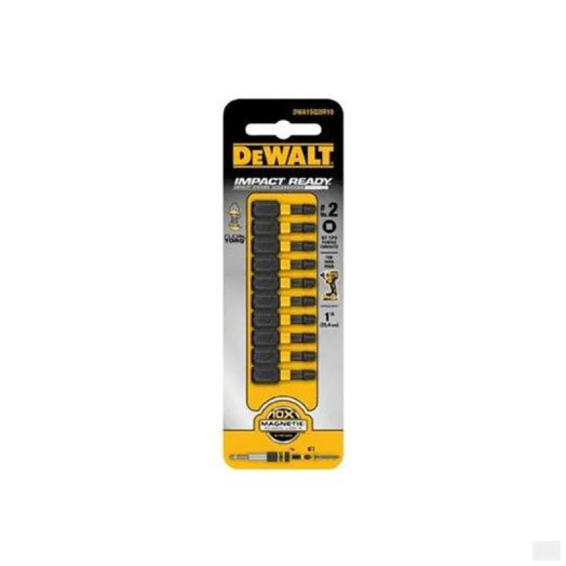 DeWalt FlexTorq Magnetic Screw Square-Head Impact Drill Bits – #2 x 1-in L 10pc DWA1SQ2IR10