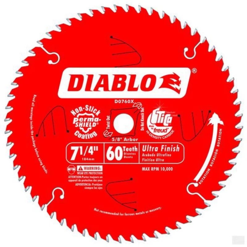 Diablo – 7-1/4 IN. X 60 TOOTH ULTRA FINISH SAW BLADE D0760