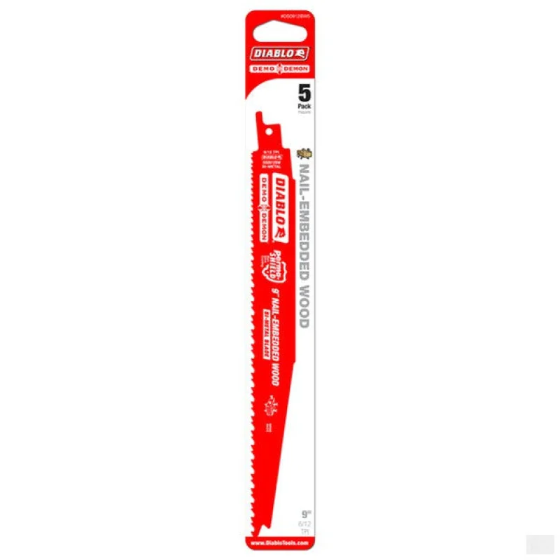 Diablo – 9″ DEMO DEMON BI-METAL RECIP BLADE FOR NAIL EMBEDDED WOOD (5 PK)