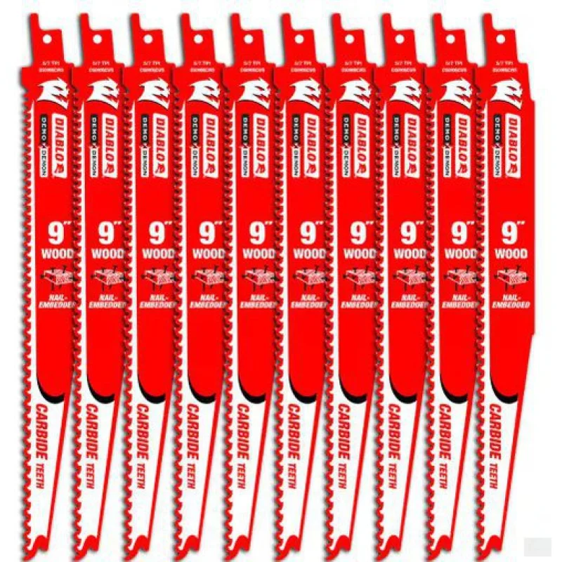 Diablo 9 in. Demo Demon Carbide Recip Blade for Nail-Embedded Wood (10-Pack) (DS0906VCW10)