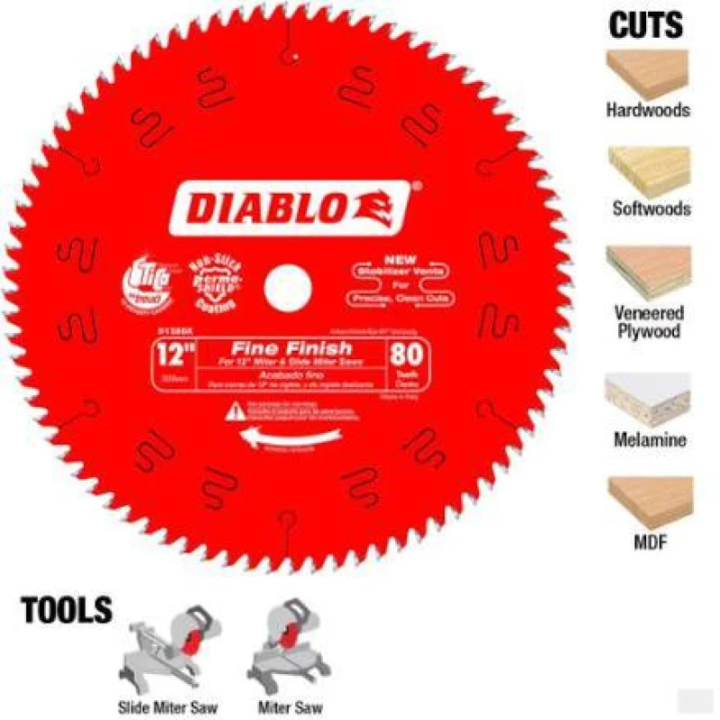 DIBLO D1280X 12 in. x 80 Tooth Fine Finish Saw Blade