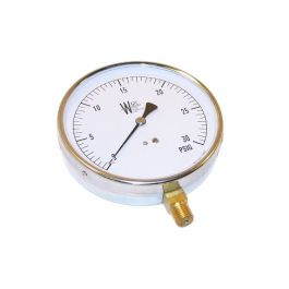 Weksler EA14A Contractor Pressure Gauge 4 1/2" Dial 0-30 PSI 1/4" NPT Lower Mount
