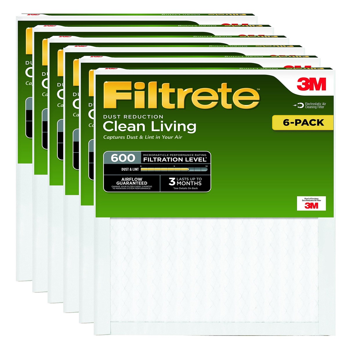 Filtrete DR01-6PK-2E 9831-4 16x25x1 Filter-Quantity 4, 6 Count (Pack of 1), No Color