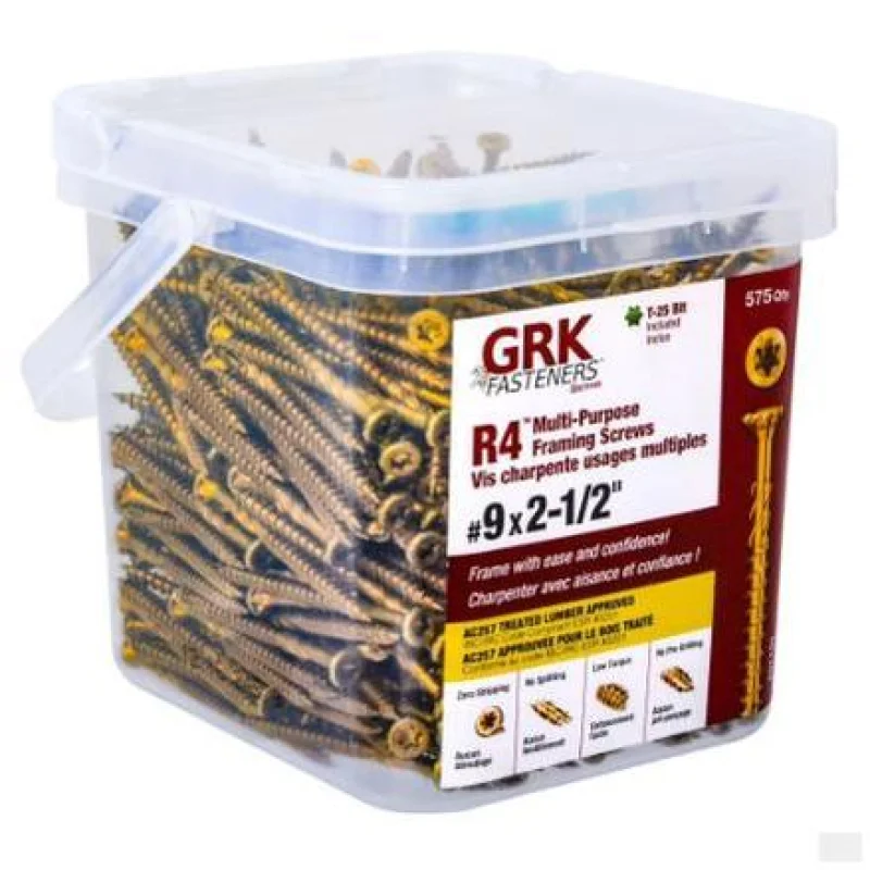 GRK #9 x 2-1/2-inch Star Drive R4 Multi-Purpose Framing Screws ProPack -575pcs