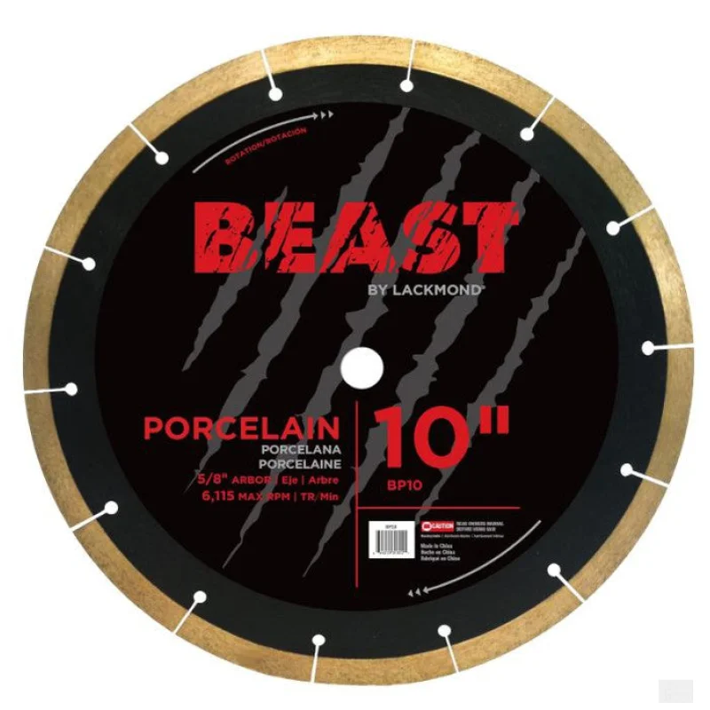 Lackmond Beast Pro Porcelain Saw Blade – 10″ Hard Tile Cutting Tool with Thin Kerf Cutting Edge & 5/8″ Arbor – BP10