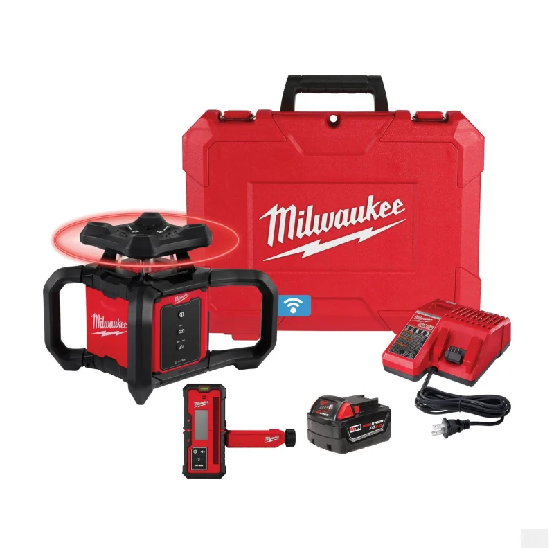 Milwaukee M18 Red Exterior Rotary Laser Level Kit w/ Receiver (3701-21)