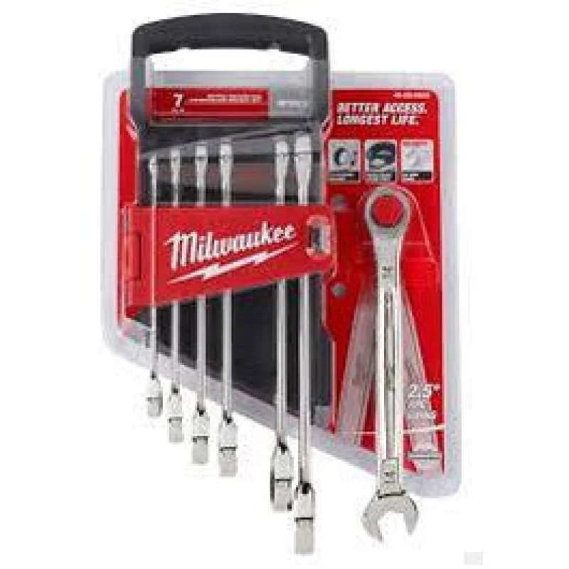 Milwaukee Metric Combination Ratcheting Wrench Mechanics Tool Set (7-Piece) 48-22-9506