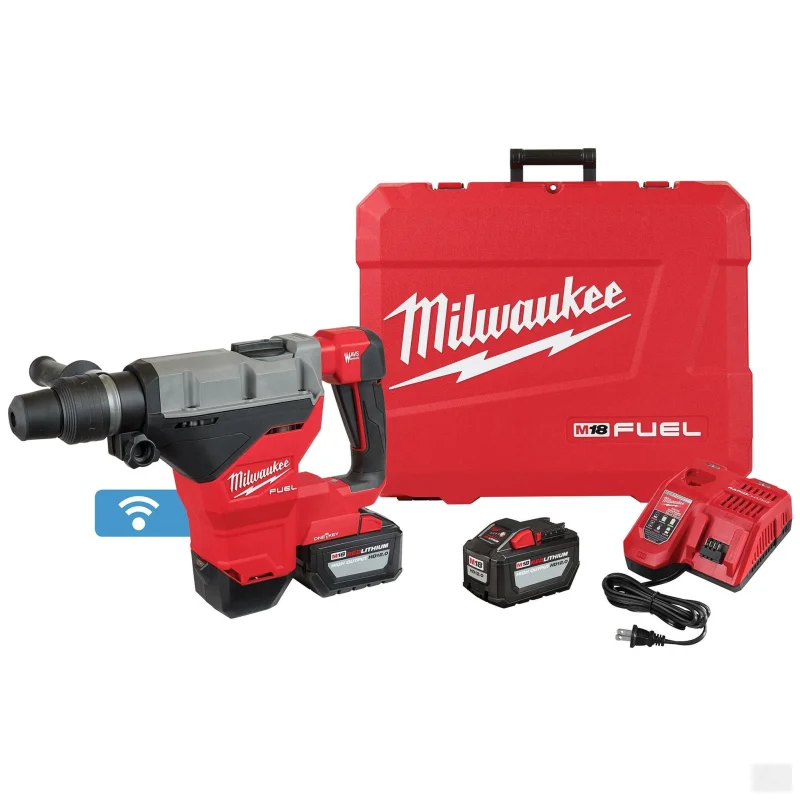 Milwaukee Tool M18 FUEL ONE-KEY 18V Li-Ion Brushless Cordless 1-3/4 in SDS-MAX Rotary Hammer w/ (2) 12.0 Ah Battery (2718-22HD)