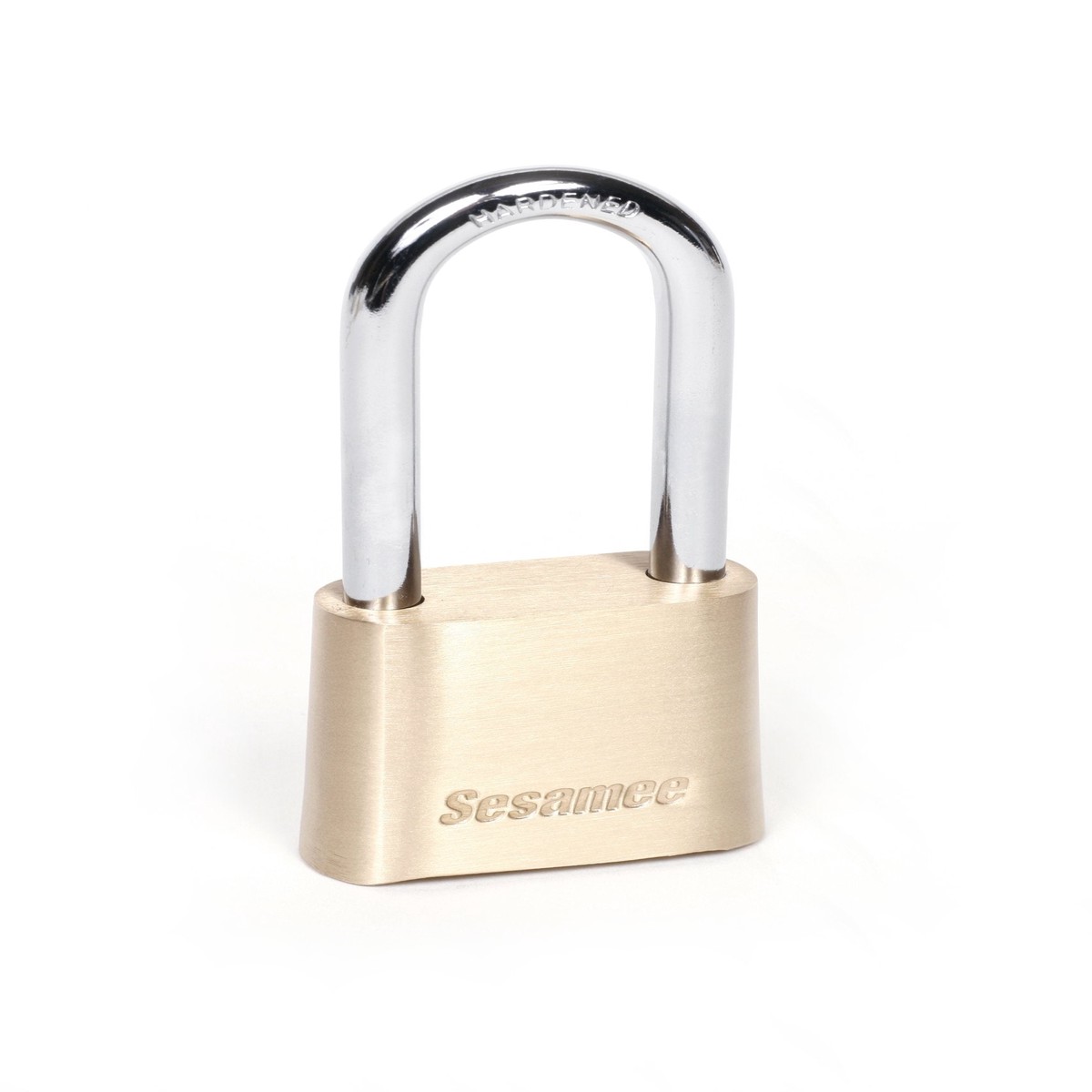 Sesamee K437 4 Dial Bottom Resettable Combination Brass Padlock with 2-1/4-Inch Hardened Steel Shackle and 10000 Potential Combinations