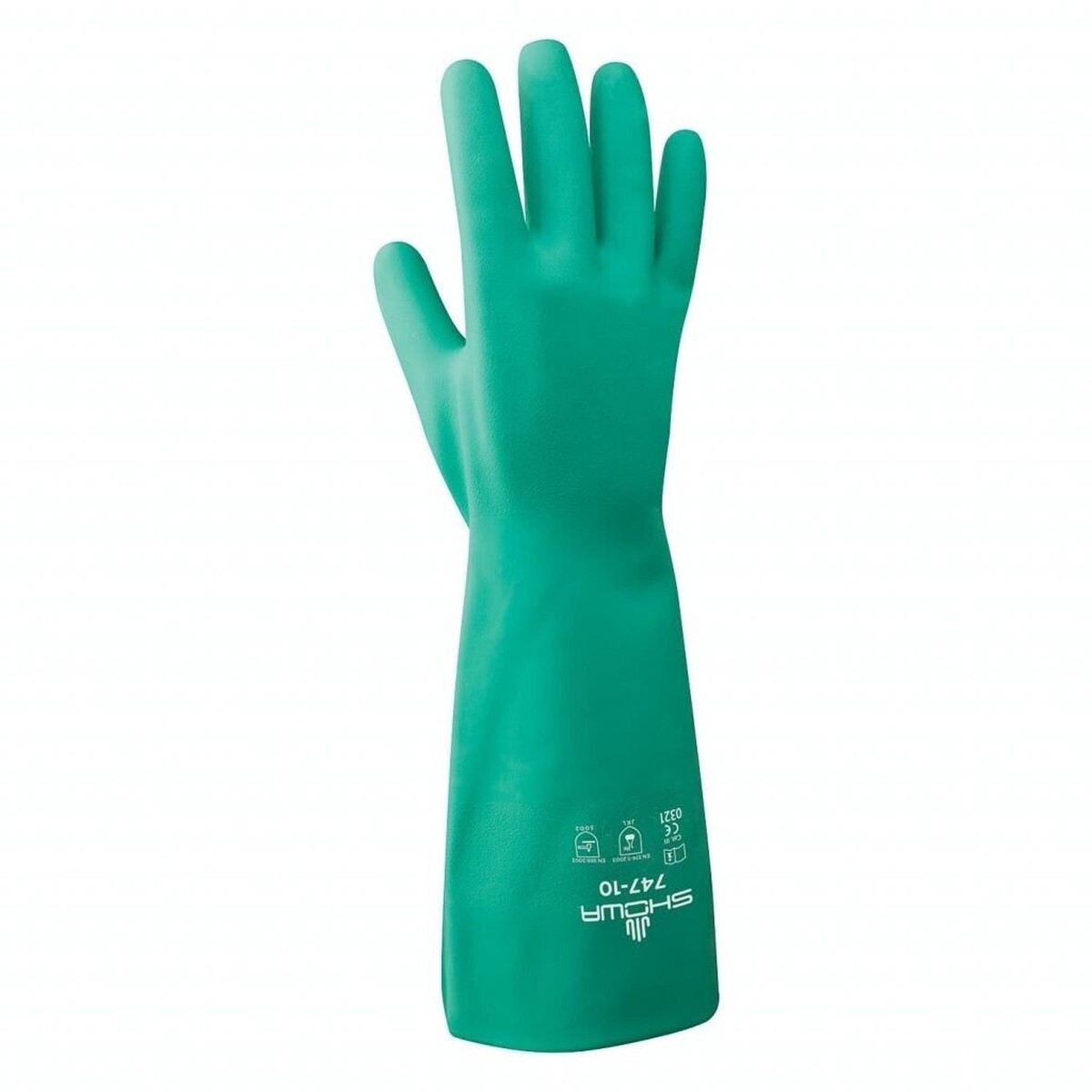 Showa 19" Chemical Resistant Gloves, Nitrile, 10, 1 PR, LARGE