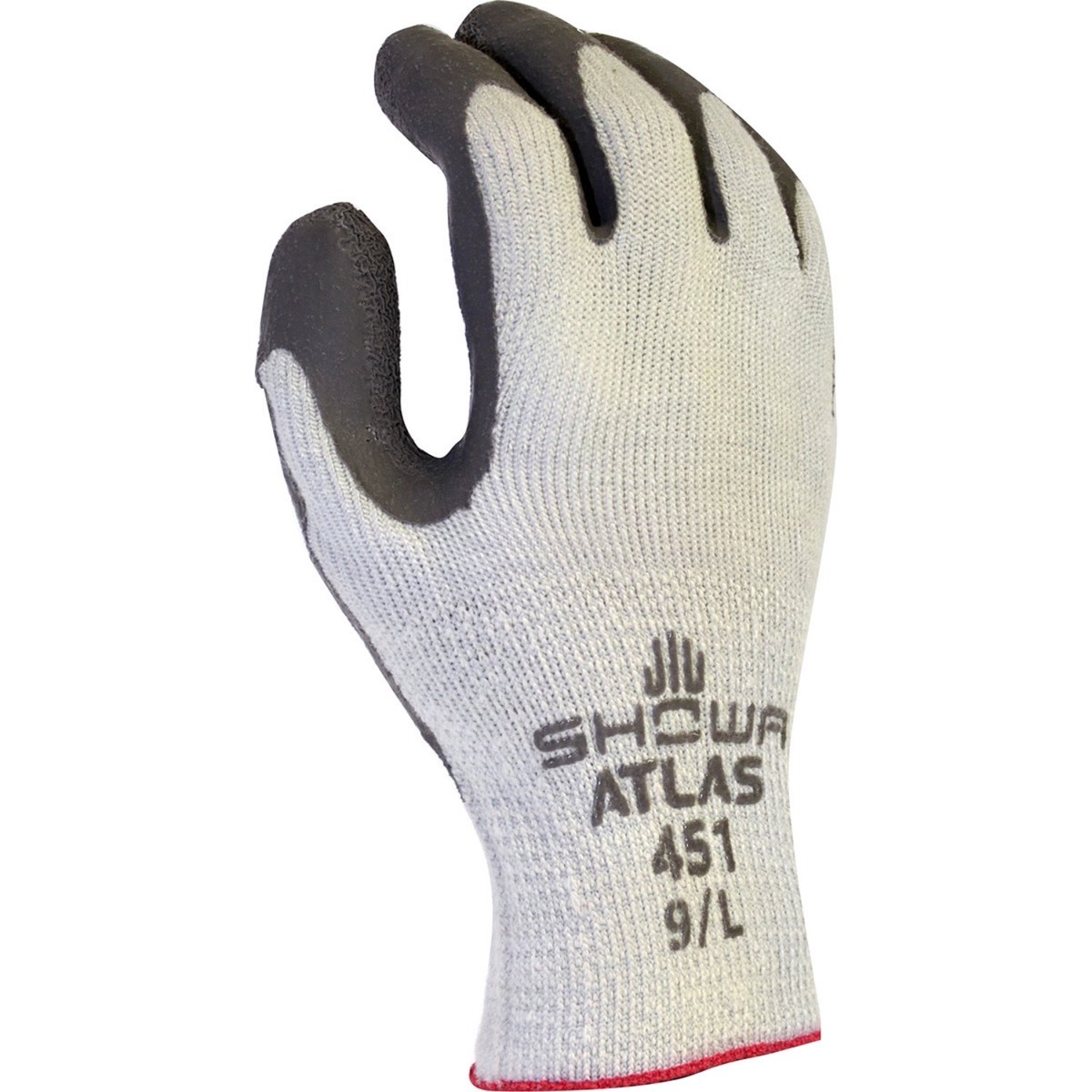 Showa Best Atlas 451 Thermal-Fit Knit Gloves with Rubber Coating, Gray, 12-Pack