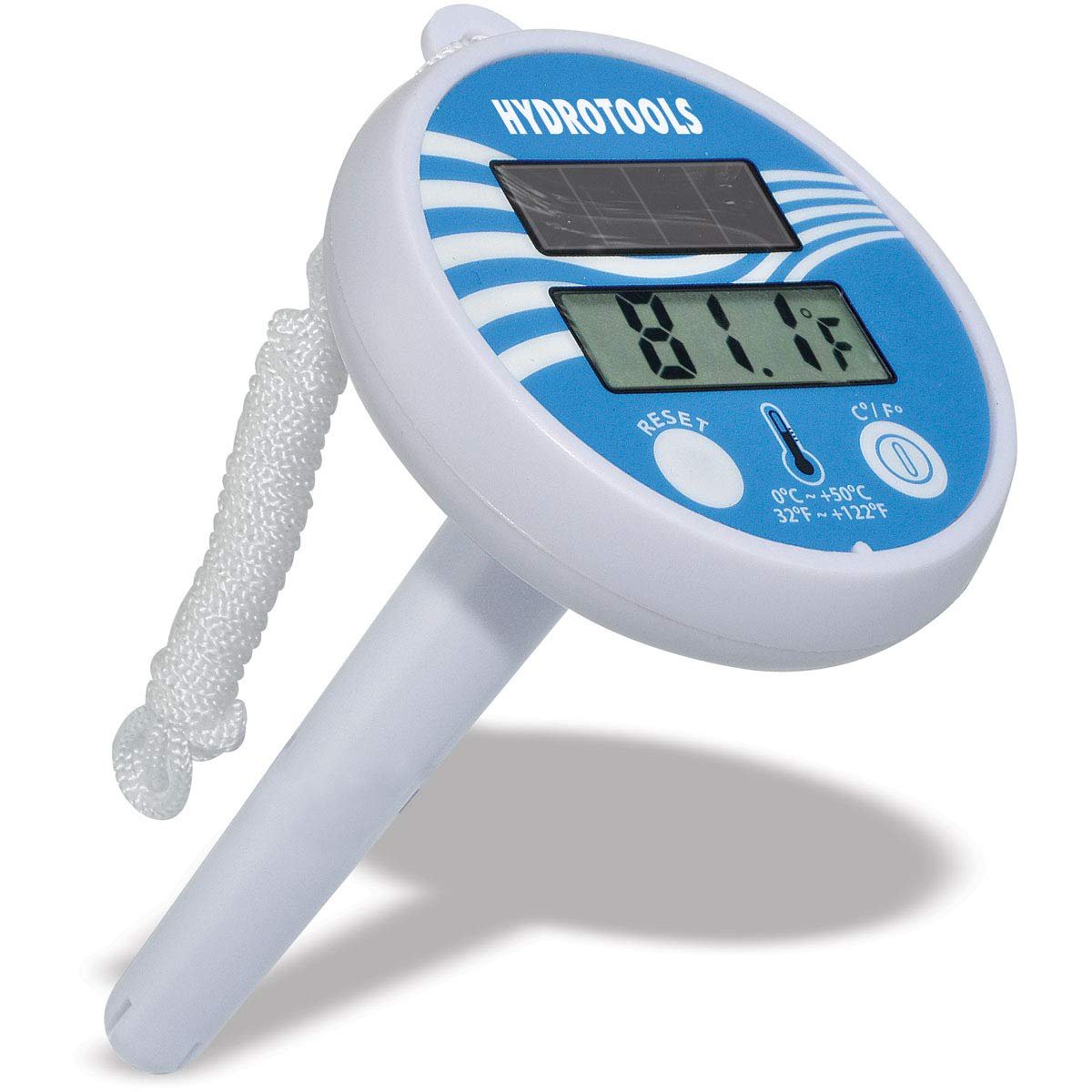 SWIMLINE HYDROTOOLS Solar Powered Digital LCD Thermometer Large Floating Easy Read For Water Temperature Shatter Resistant With String For Outdoor And Indoor Swimming Poo