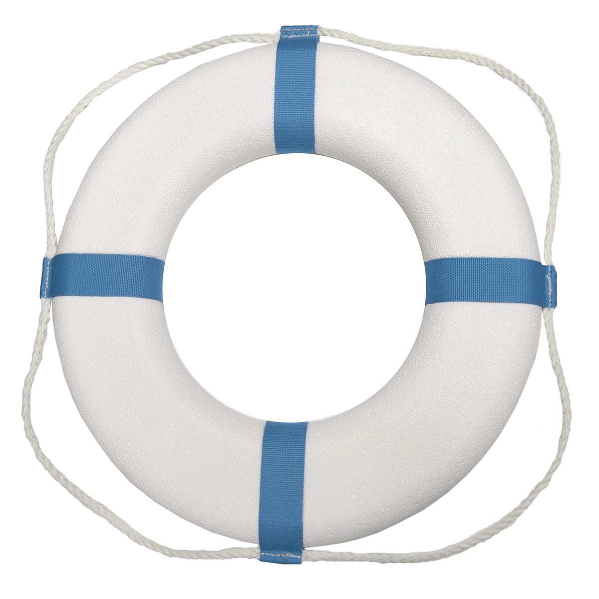 TAYLOR MADE PRODUCTS Decorative Life Ring, White with Blue Stripes, 25" Outer Diameter, Safety Preserver for Decoration on Boat, Deck or Marina, Sewn-in Grab Lines, Water
