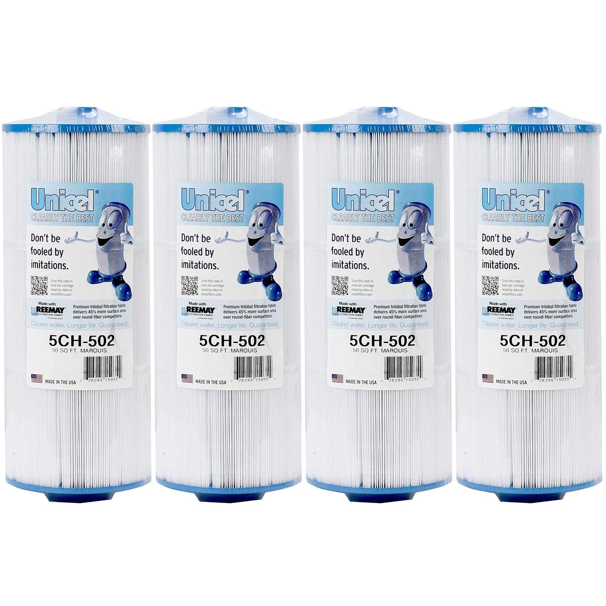 Unicel 5CH-502 50 Square Foot Media Replacement Hot Tub Spa Filter Cartridge with 197 Pleats (4 Pack)