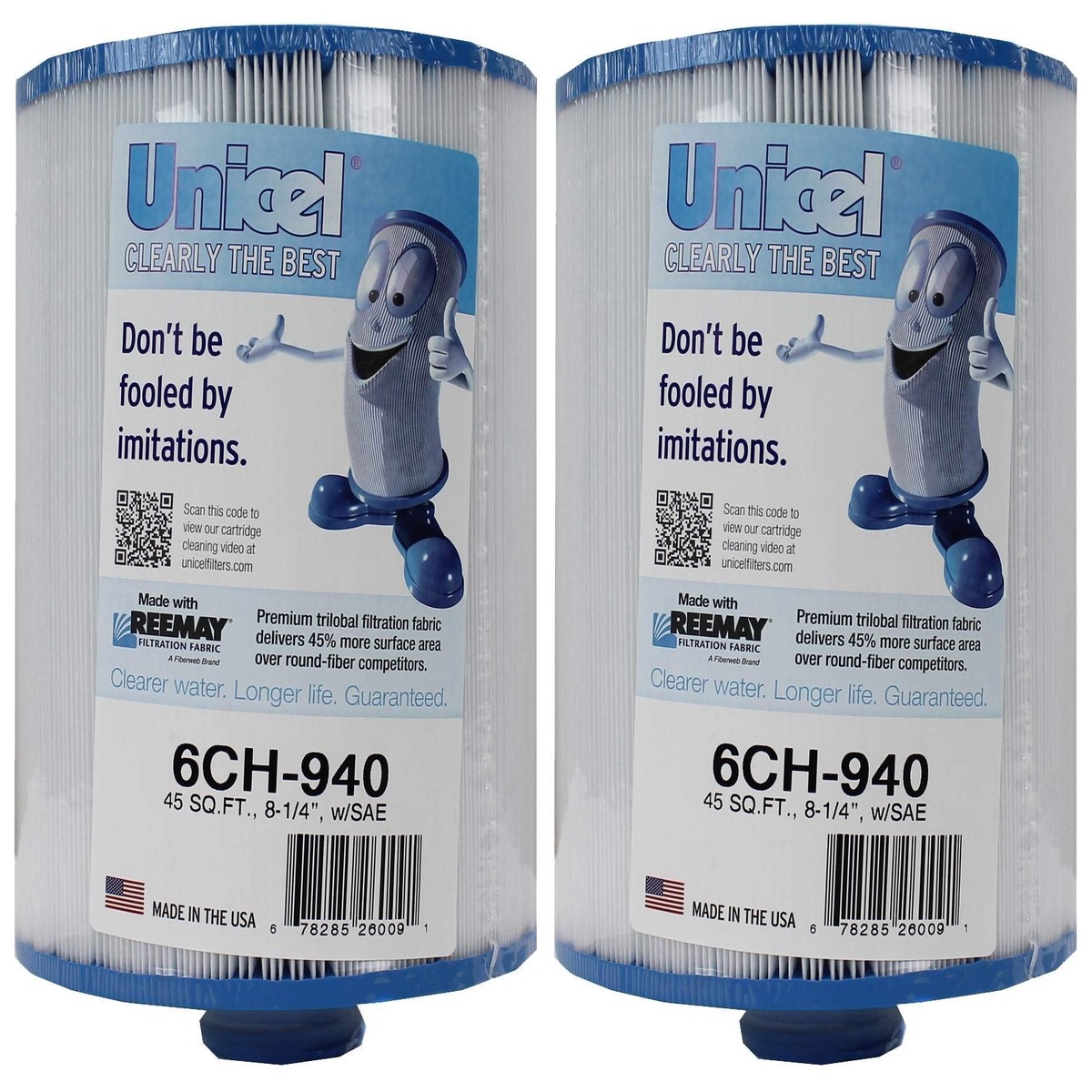 Unicel 6CH-940 45 Square Foot Media Replacement Hot Tub Spa Filter Cartridge with 225 Pleats (2 Pack)
