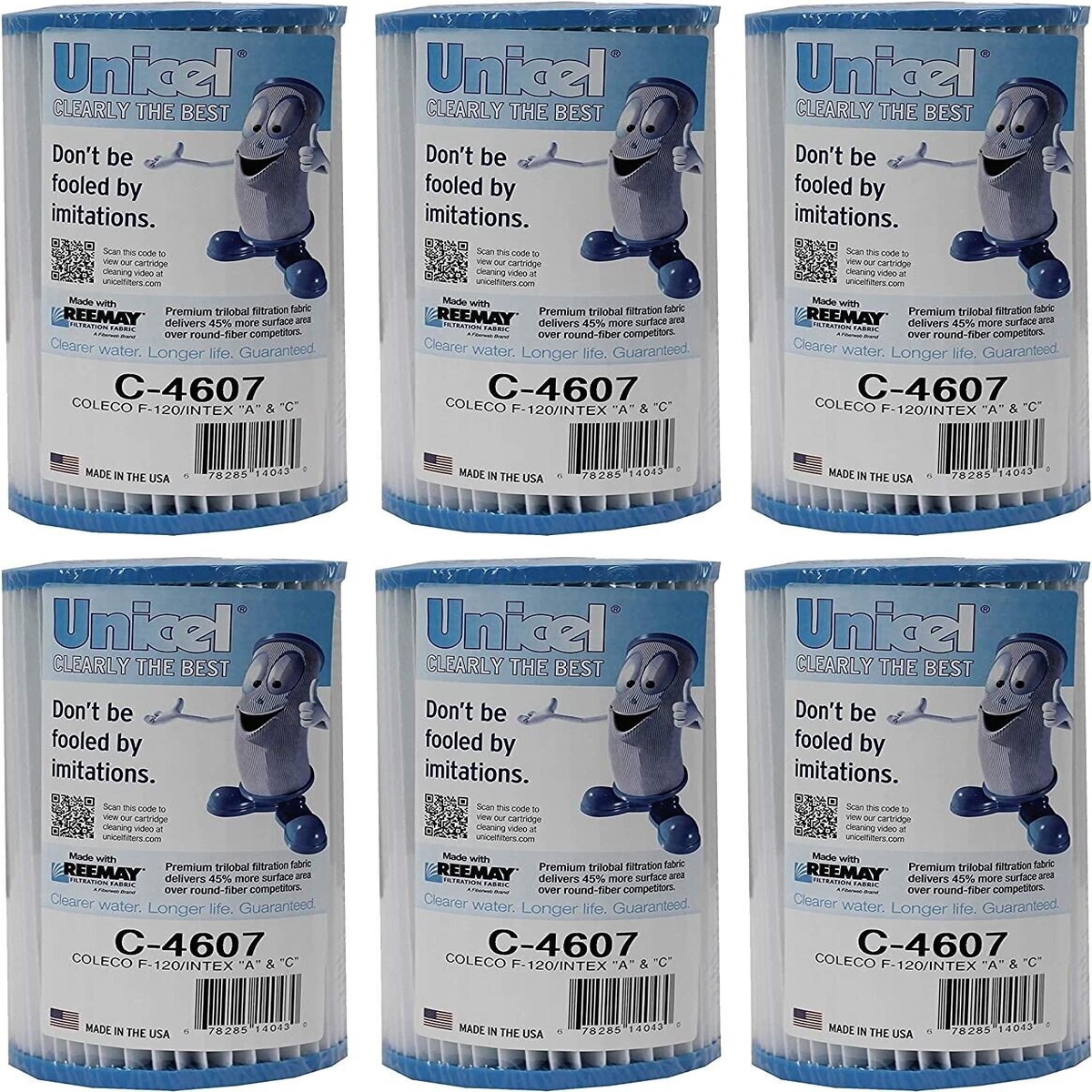 Unicel C-4607 Coleco Krystal Klear Replacement Filter Cartridges 6 Pack