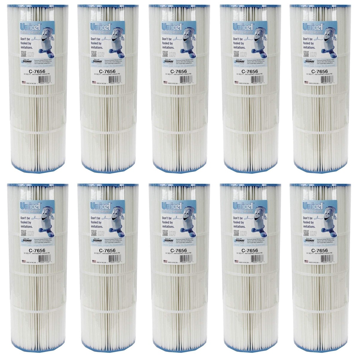 Unicel C-7656 50 Square Foot Media Replacement Pool Hot Tub Spa Filter Cartridge with 108 Pleats (10 Pack)