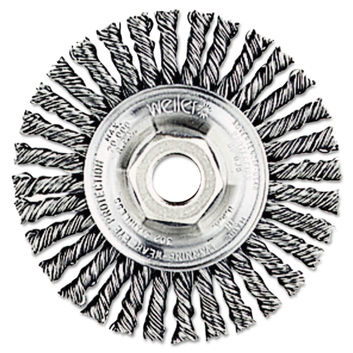Weiler 13131 Stringer Bead Knot Wire Wheel, 4" Diameter x 3/16" W, 5/8-11 UNC, 0.02", 20000 rpm