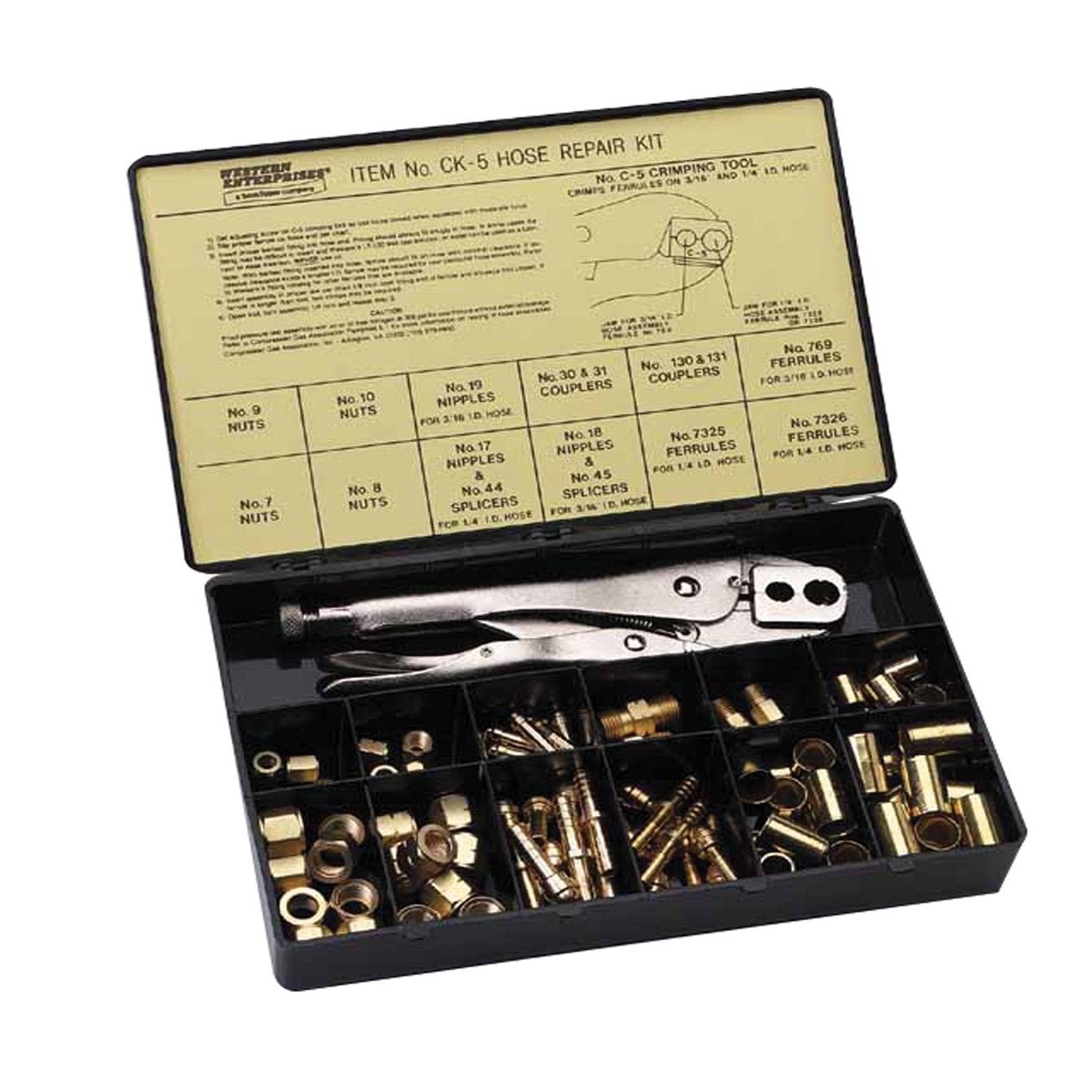 Western Enterprises CK-5 Other Hose Repair Kits, Fittings/Crimping Tool/Full Color Label/Description Chart, 0.5 Length, B-Size